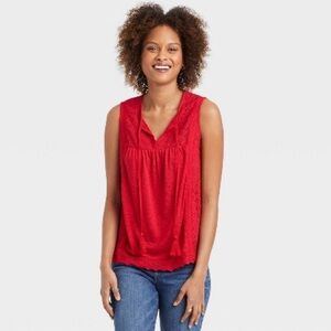 New - Women's Eyelet Lace Rib Knit Tank Top - Knox Rose